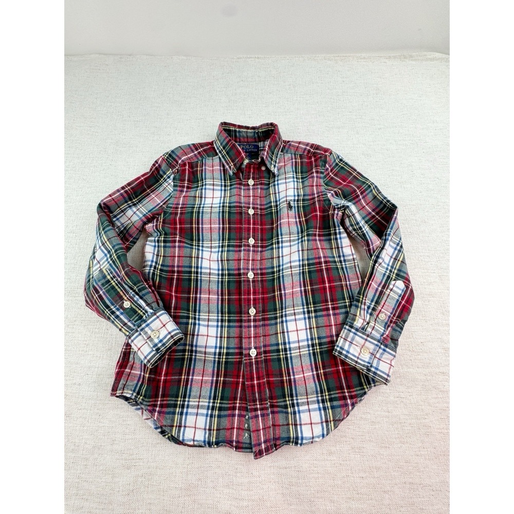 Polo Ralph Lauren boy's size S(8) long sleeve plaid button up shirt red white